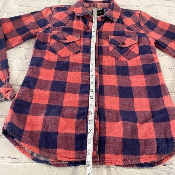Rails Pink and Purple Plaid Flannel Button Up Collared Shirt Top XS - Picture 8 of 11